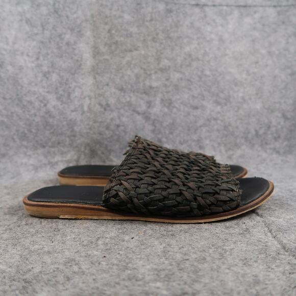 Casual Shoes Womens 7 Sandals Slides Woven Leather Slip On Flat Open Toe Boho - Picture 1 of 10